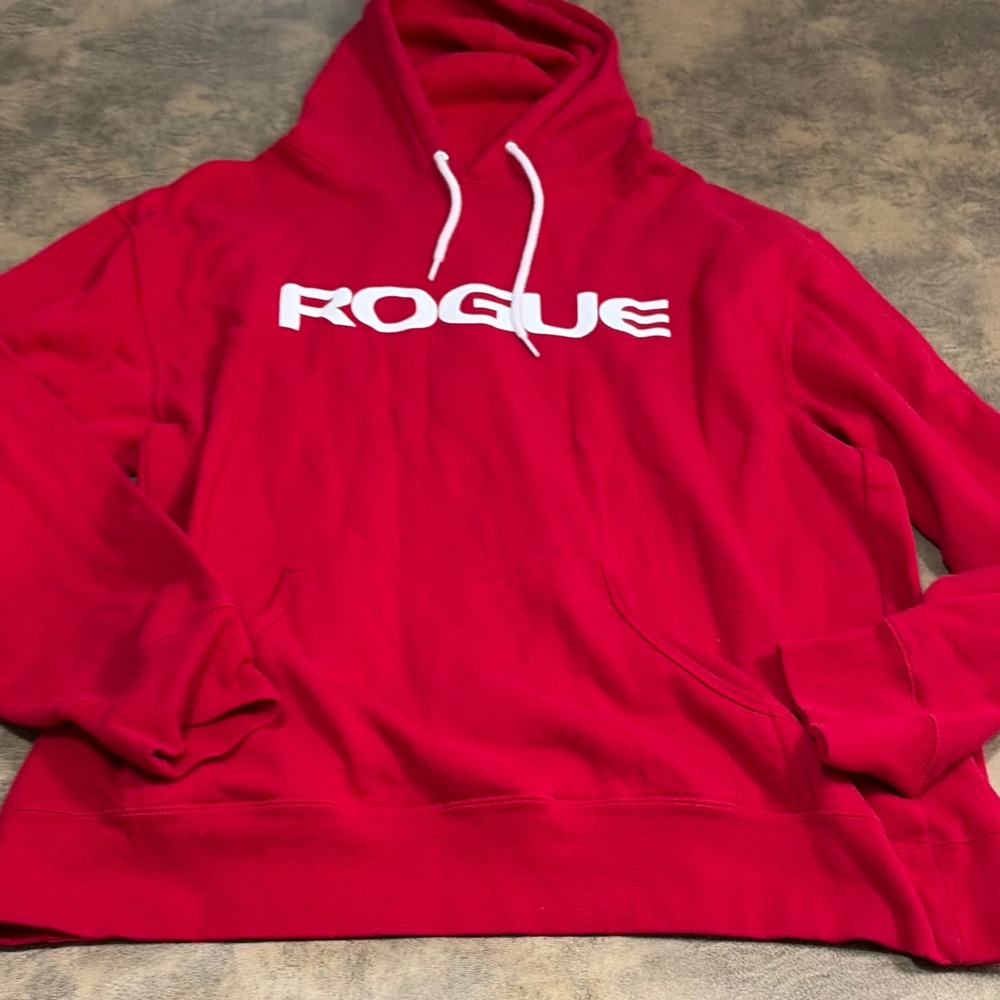 Rogue Fitness Hoodie Mens 2XL Red Pullover Logo Sweatshirt AFX90UNC